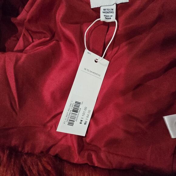 Janie and Jack San Francisco Faux Fur Coat Baby 18-24 Months Red Holiday New - Picture 6 of 12